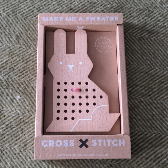 Beginner Bunny Cross-stitch Kit Rabbit By Moon Picnic, Beachwood Bunny Age 4+ - Picture 1 of 13